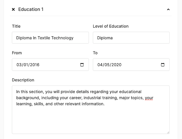 candidate education detail one