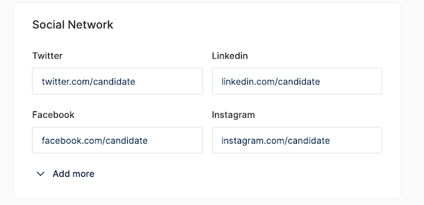candidate social profile links