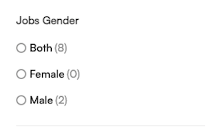 candidate help search jobs gender filter