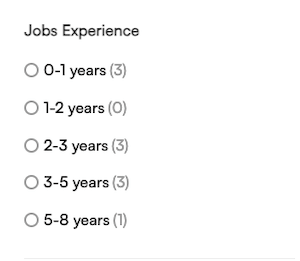 candidate help search jobs work experience filter