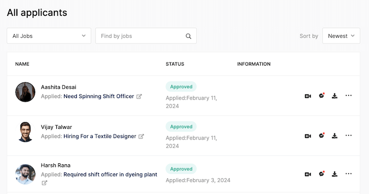 employer help applicants sort by filter