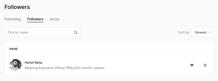 Candidate Section: Invite, Following, And Followers 4 employer help candidate setting followers