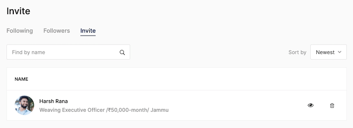 Candidate Section: Invite, Following, And Followers 5 employer help candidate setting invite 1
