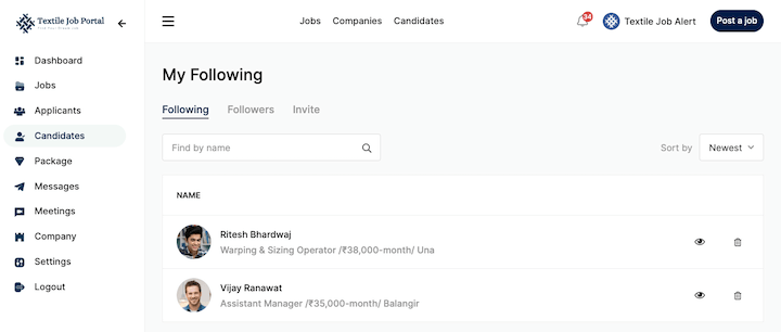 employer help dashboard overview candidates section