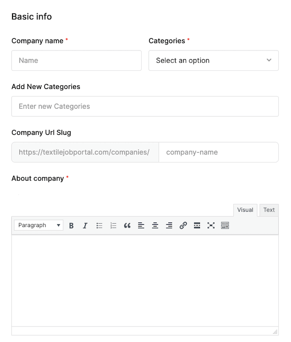 How to register a company on the textile job portal 3 employer help register company basic information 1