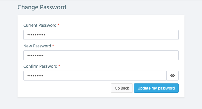 How can users change or reset passwords on the support portal? 12 support centre change password enter current new password 1