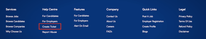 How to create a support account on the Textile Job Portal 1 support centre create account click create ticker