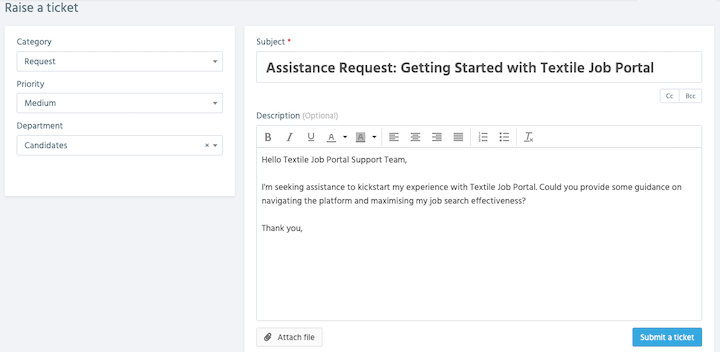 support centre getting started create ticket overview