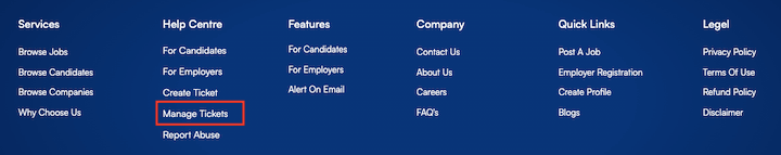 support centre manage tickets click manage tickets