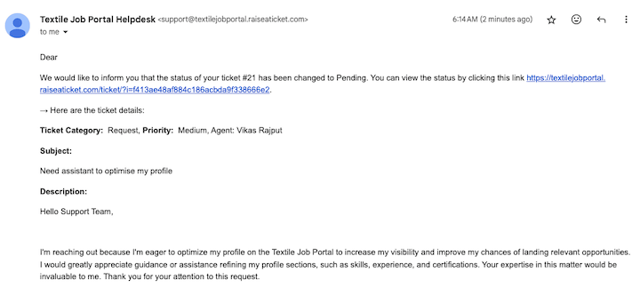 support centre track tickets third reply status pending