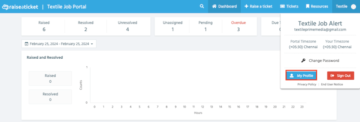 support centre update profile dashboard