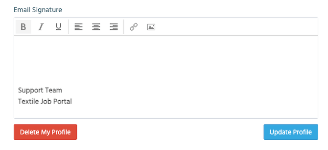 support centre update profile email signature