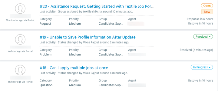 supprt centre getting started manage tickets